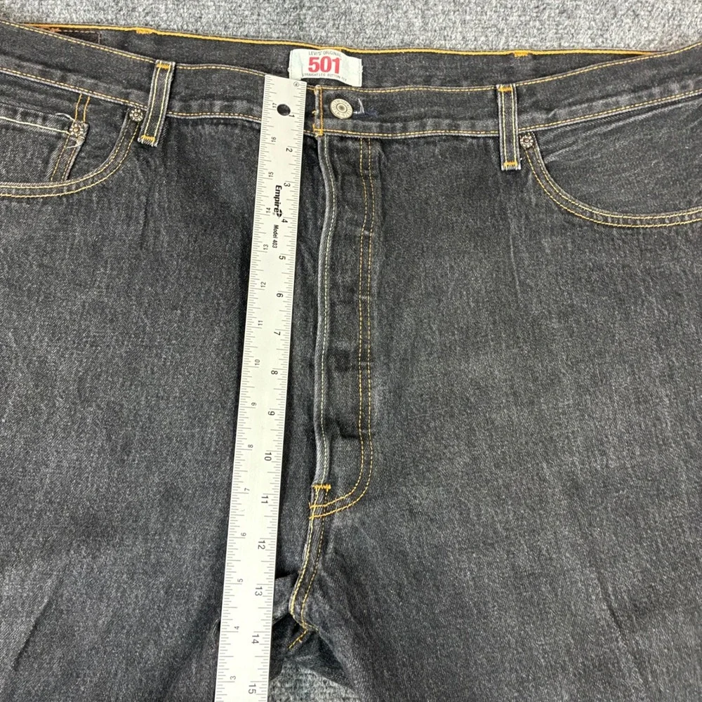 Y2K 90s Levis 501 Original Straight Leg Jeans Mens 46x32 Dark Wash Button Fly